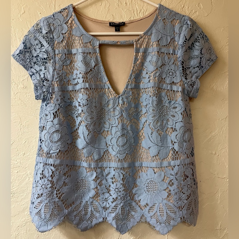 Blue lace top